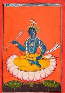 Image credit: Basohli style, Pahari, The portrait of Rama c 1730, opaque watercolour and gold on paper, National Museum, New Delhi, India